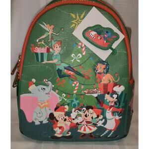Disney Loungefly Backpack Christmas NWT Tinker Stitch GLOW IN DARK Peter Mickey